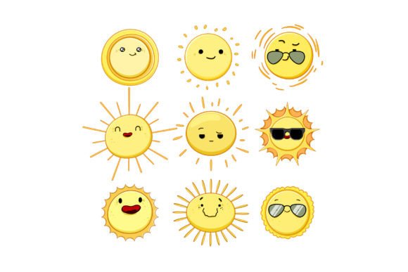 Download Sun Character Set Cartoon Vector Illustr - Cartoon vector Collection
